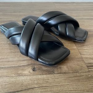 Anine Bing Eve black leather quilted  strap sandals size 38